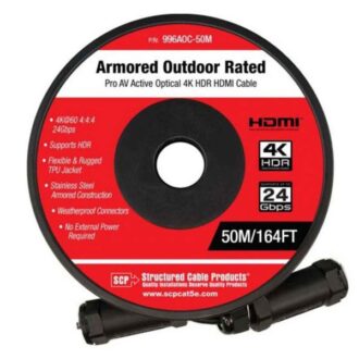 SCP Armored 4K 24Gbps AOC HDMI, TPU Jacket, Waterproof Connector Housings