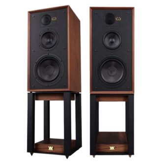 Wharfedale Linton Heritage sarjan jalustakaiuttimet + jalustat pähkinä